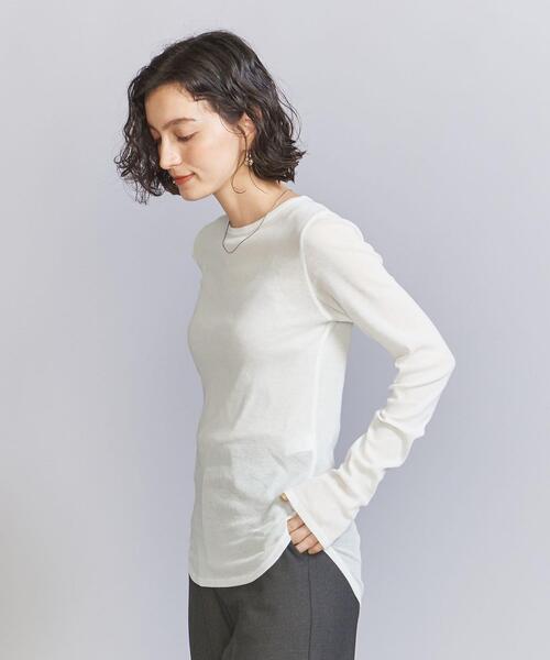 BEAUTY&YOUTH UNITED ARROWS（ビューティーアンドユースユナイテッドアローズ）の「コットンテレコ リブ シアー クルーネック カットソー（Tシャツ/カットソー・レディース・ブラウン/ホワイト/ブラック/ライトブルー・FREE）」の10枚目の写真