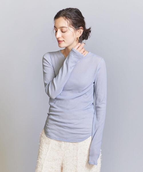 BEAUTY&YOUTH UNITED ARROWS（ビューティーアンドユースユナイテッドアローズ）の「コットンテレコ リブ シアー クルーネック カットソー（Tシャツ/カットソー・レディース・ブラウン/ホワイト/ブラック/ライトブルー・FREE）」の6枚目の写真