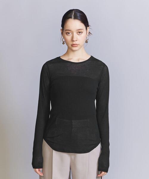 BEAUTY&YOUTH UNITED ARROWS（ビューティーアンドユースユナイテッドアローズ）の「コットンテレコ リブ シアー クルーネック カットソー（Tシャツ/カットソー・レディース・ブラウン/ホワイト/ブラック/ライトブルー・FREE）」の21枚目の写真