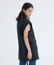 チノ SUMMER WOOL GILLET ベスト ジレ 38 黒 CINOH/チノ】SUMMER WOOL GILLET/サマーウールベスト/ノースリーブジレ