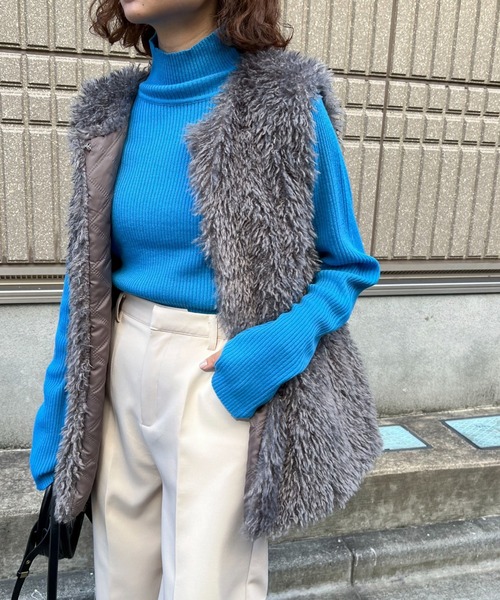 feepur（フェピュール）の「フェイクシープファーベスト（ベスト・レディース・グレー/ブラック/アイボリー・MEDIUM）」の19枚目の写真