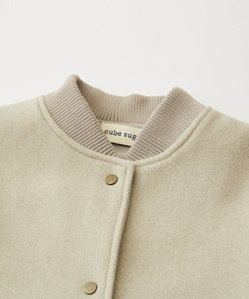 CUBE SUGAR（キューブシュガー）の「キルティング×フェイクメルトン袖切替MA-1ジャケット（MA-1・レディース・カーキ/グレイッシュベージュ/スミクロ・M）」の5枚目の写真