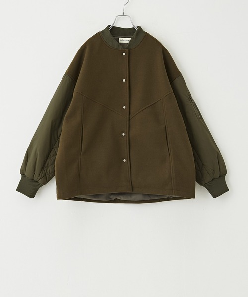 CUBE SUGAR（キューブシュガー）の「キルティング×フェイクメルトン袖切替MA-1ジャケット（MA-1・レディース・カーキ/グレイッシュベージュ/スミクロ・M）」の17枚目の写真