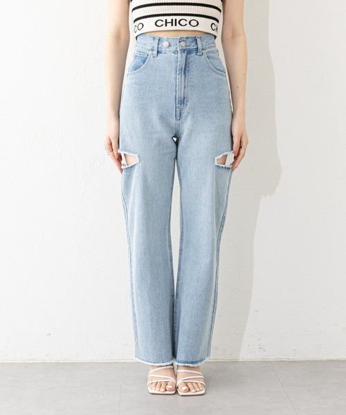 vintage スリットダメージ　デニムパンツ ヴィンテージスリットダメージデニムパンツ | ファッション通販