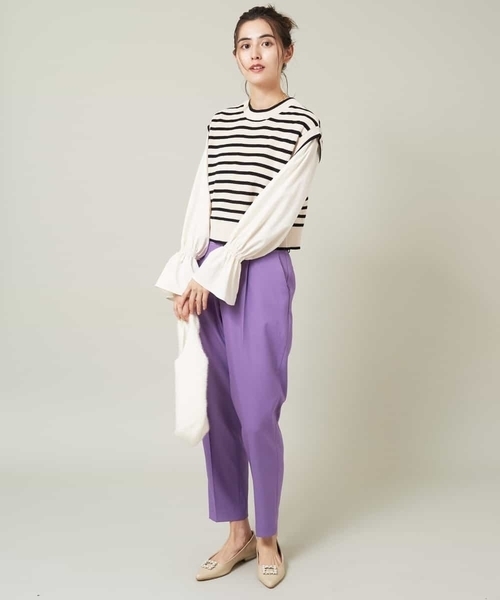 a.v.v - 新品未使用 a.v.v クロップドニットベスト＆フリルネックブラウス S 2SET】クロップドニットベスト＆フリルネックブラウス(ブラウス