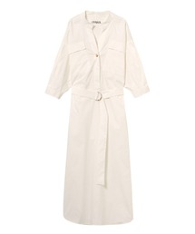 スタンドネックシャツワンピース