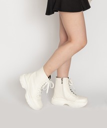 SVEC | 軽量チャンキーソール ハイカットスニーカー 厚底 レースアップブーツ(スニーカー)