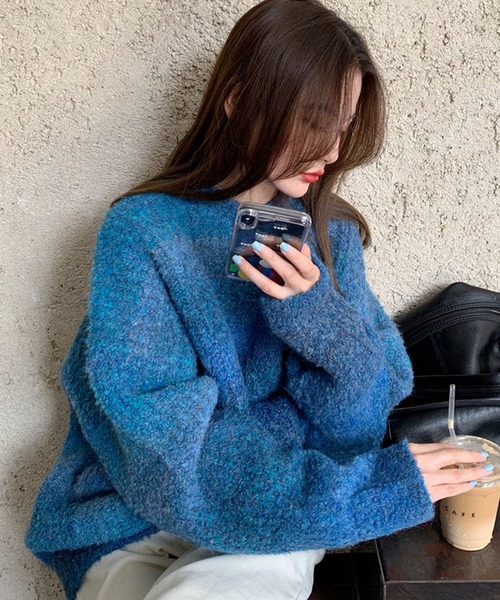 Doula Doula（ドゥーラドゥーラ）の「オーバーサイズグラデーションニット（ニット/セーター・レディース・グレー/ブラウン/パープル/ピンク/ブルー/オレンジ/キャメル・FREE）」の20枚目の写真