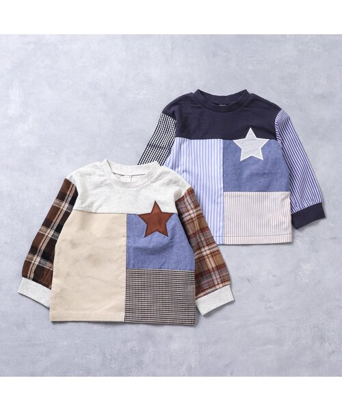 apres les cours（アプレレクール）の「スターポケットTシャツ（Tシャツ/カットソー・キッズ・チェック/ストライプ・80/90/100/110/120/130）」の3枚目の写真