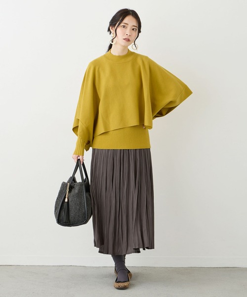 NICOLE white（ニコルホワイト）の「ニットスヌードポンチョ アンサンブル（ニット/セーター・レディース・オフホワイト/サックスブルー/ベージュ/イエロー/ブラック/グレー/ブルー/ライトイエロー・FREE）」の17枚目の写真