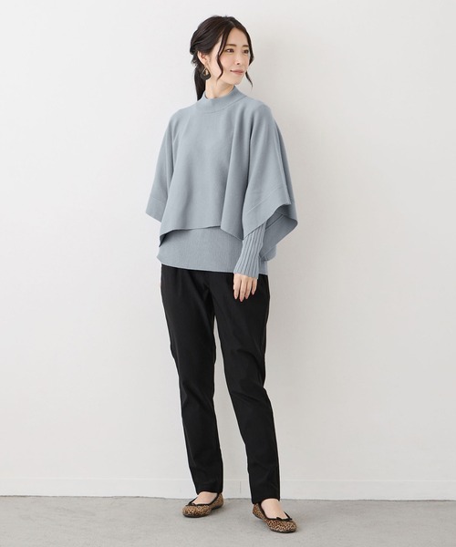 NICOLE white（ニコルホワイト）の「ニットスヌードポンチョ アンサンブル（ニット/セーター・レディース・オフホワイト/サックスブルー/ベージュ/イエロー/ブラック/グレー/ブルー/ライトイエロー・FREE）」の21枚目の写真