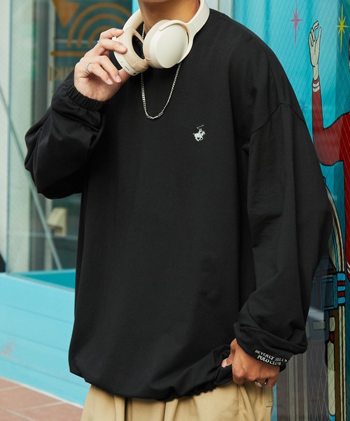 BEVERLY HILLS POLO CLUB（ビバリーヒルズポロクラブ）の「BEVERLY HILLS POLO CLUB / ビバリーヒルズ ポロクラブ 別注 ロゴ刺繍 ビッグシルエット ドローコード プルオーバースウェット（スウェット・メンズ・オフホワイト/アッシュグレー/ダークグリーン/ブラック・M/L）」の3枚目の写真