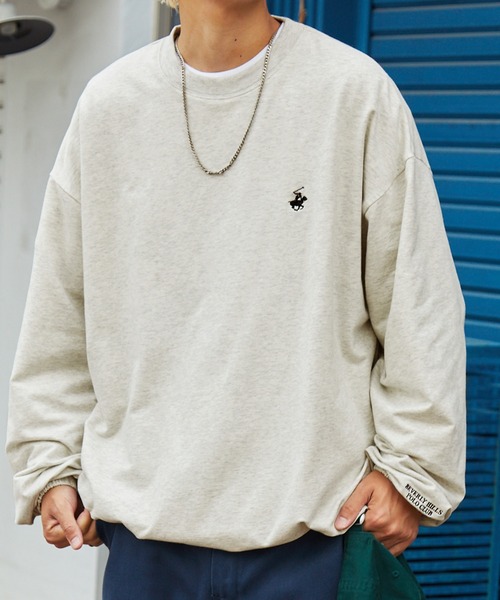 BEVERLY HILLS POLO CLUB（ビバリーヒルズポロクラブ）の「BEVERLY HILLS POLO CLUB / ビバリーヒルズ ポロクラブ 別注 ロゴ刺繍 ビッグシルエット ドローコード プルオーバースウェット（スウェット・メンズ・オフホワイト/アッシュグレー/ダークグリーン/ブラック・M/L）」の9枚目の写真