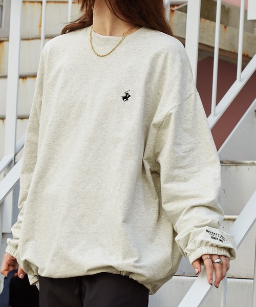 BEVERLY HILLS POLO CLUB（ビバリーヒルズポロクラブ）の「BEVERLY HILLS POLO CLUB / ビバリーヒルズ ポロクラブ 別注 ロゴ刺繍 ビッグシルエット ドローコード プルオーバースウェット（スウェット・メンズ・オフホワイト/アッシュグレー/ダークグリーン/ブラック・M/L）」の10枚目の写真