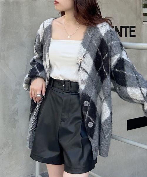 INGNI（イング）の「アーガイル柄シャギーニットカーディガン（カーディガン/ボレロ・レディース・ブルー/ブラック×グレー/マスタード・M）」の18枚目の写真