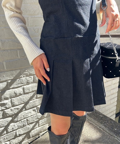 one after another NICE CLAUP(ワンアフターアナザーナイスクラップ)の「プリーツミニジャンスカ(ジャンパースカート・レディース・チェック/ブラック/グレイッシュベージュ・FREE)」の18枚目の写真