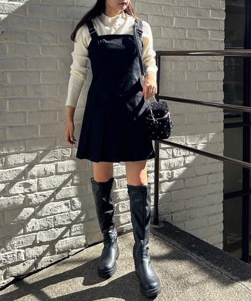 one after another NICE CLAUP(ワンアフターアナザーナイスクラップ)の「プリーツミニジャンスカ(ジャンパースカート・レディース・チェック/ブラック/グレイッシュベージュ・FREE)」の11枚目の写真