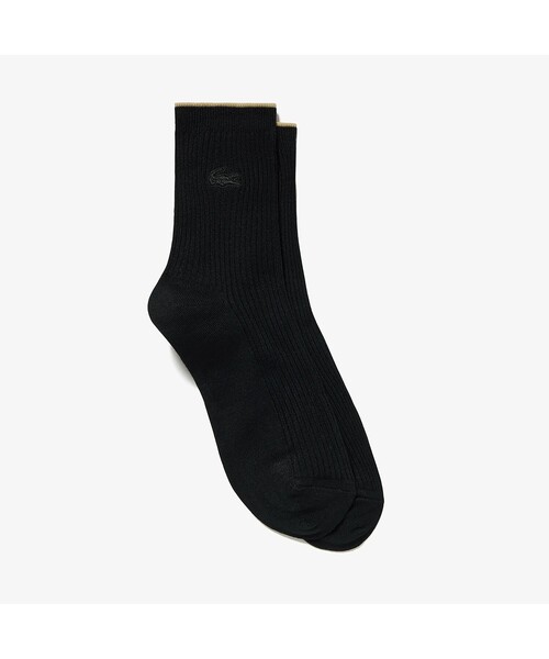 LACOSTE（ラコステ）の「レーヨンシルクブレンドリブニットソックス（ソックス/靴下・レディース・ホワイト/ネイビー/ライム/ブラック・24.0cm）」の3枚目の写真