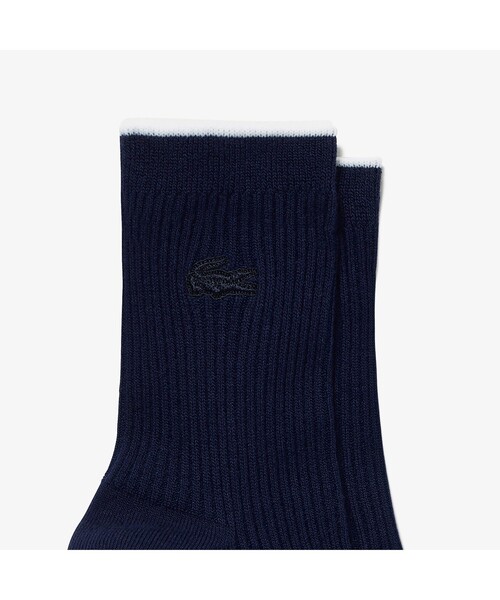 LACOSTE（ラコステ）の「レーヨンシルクブレンドリブニットソックス（ソックス/靴下・レディース・ホワイト/ネイビー/ライム/ブラック・24.0cm）」の6枚目の写真