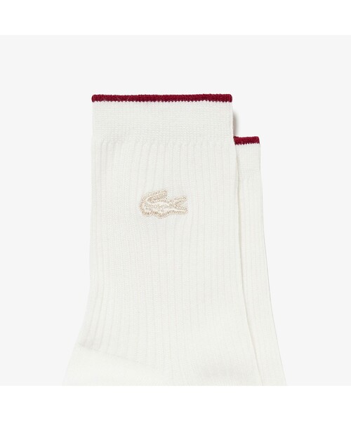 LACOSTE（ラコステ）の「レーヨンシルクブレンドリブニットソックス（ソックス/靴下・レディース・ホワイト/ネイビー/ライム/ブラック・24.0cm）」の5枚目の写真
