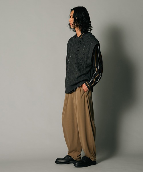UNIIT(ユニット)の「【UNIIT/ユニット】透かし編みニットベスト ビッグシルエットベスト 透け感 レース(ベスト・メンズ・グレー/ブラック・LARGE/MEDIUM)」の13枚目の写真