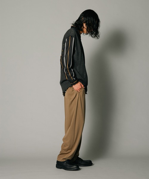 UNIIT(ユニット)の「【UNIIT/ユニット】透かし編みニットベスト ビッグシルエットベスト 透け感 レース(ベスト・メンズ・グレー/ブラック・LARGE/MEDIUM)」の15枚目の写真