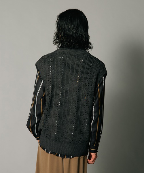 UNIIT(ユニット)の「【UNIIT/ユニット】透かし編みニットベスト ビッグシルエットベスト 透け感 レース(ベスト・メンズ・グレー/ブラック・LARGE/MEDIUM)」の18枚目の写真