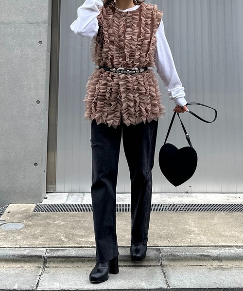 セール】チュールフリルベスト（ベスト）｜mi via loca（ミヴィアロカ