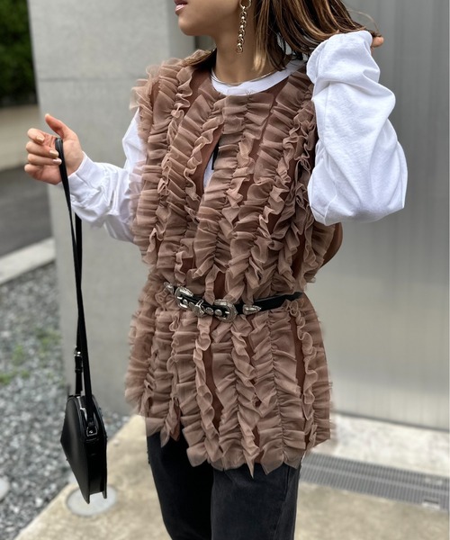 セール】チュールフリルベスト（ベスト）｜mi via loca