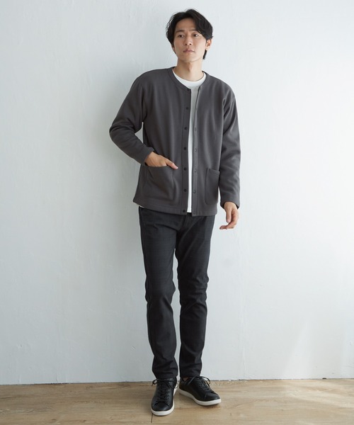 ikka（イッカ）の「バックフリースクルーネックカーデ（カーディガン/ボレロ・メンズ・ブラック/チャコールグレー/ネイビー/ベージュ・L/XL/M/S）」の7枚目の写真