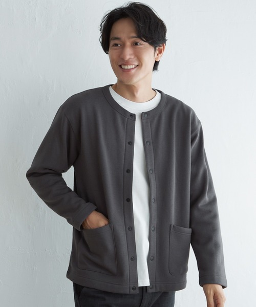 ikka（イッカ）の「バックフリースクルーネックカーデ（カーディガン/ボレロ・メンズ・ブラック/チャコールグレー/ネイビー/ベージュ・L/XL/M/S）」の14枚目の写真