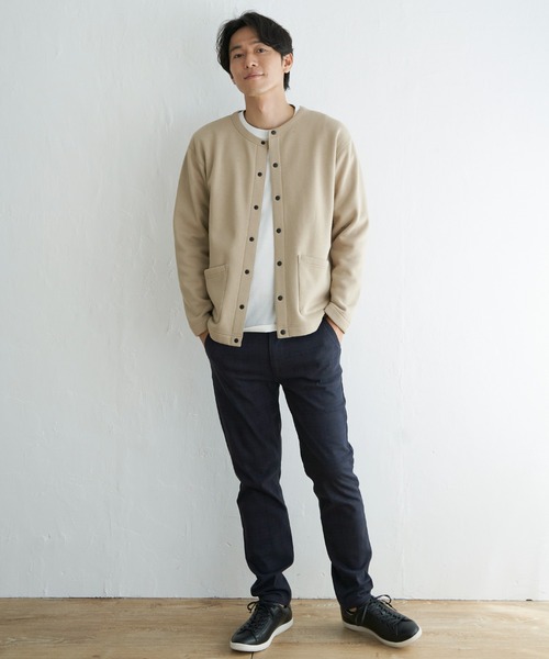 ikka（イッカ）の「バックフリースクルーネックカーデ（カーディガン/ボレロ・メンズ・ブラック/チャコールグレー/ネイビー/ベージュ・L/XL/M/S）」の9枚目の写真