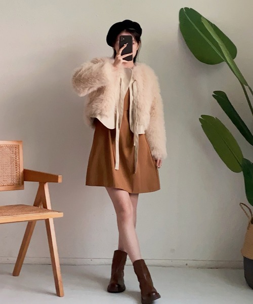 MAISON DE THERESE(メゾン ド テレーズ)の「フェイクファージャケット/コート ノーカラージャケット(ノーカラージャケット・レディース・ホワイト/ブラック/ライトベージュ/モカ・S/M/L/XL)」の11枚目の写真