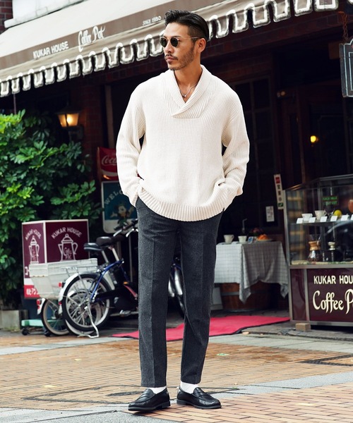 jiggys shop(ジギーズショップ)の「モールショールカラーニットセーター(ニット/セーター・メンズ・グレー/ホワイト/ブラック/グレー系その他/チャコールグレー・MEDIUM/LARGE)」の9枚目の写真