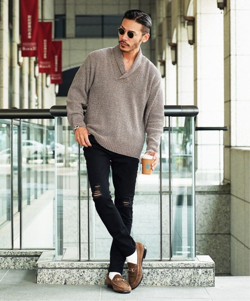 jiggys shop(ジギーズショップ)の「モールショールカラーニットセーター(ニット/セーター・メンズ・グレー/ホワイト/ブラック/グレー系その他/チャコールグレー・MEDIUM/LARGE)」の15枚目の写真