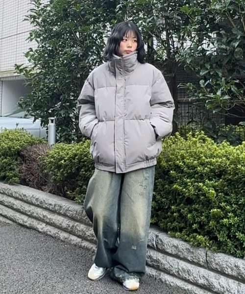 PICSAS】オーバーサイズ ハイネック ボリューム中綿ジャケット