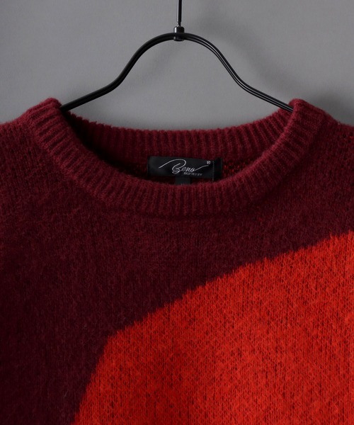 SITRY(シトリー)の「asymmetry design jacquard knitting crew neck sweater/アシンメトリーデザイン ジャガード ニット クルーネック セーター/ニット/総柄(ニット/セーター・メンズ・バーガンディー/ブラック/カーキ・L/M)」の14枚目の写真