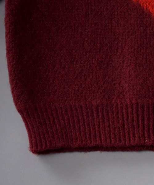 SITRY(シトリー)の「asymmetry design jacquard knitting crew neck sweater/アシンメトリーデザイン ジャガード ニット クルーネック セーター/ニット/総柄(ニット/セーター・メンズ・バーガンディー/ブラック/カーキ・L/M)」の16枚目の写真