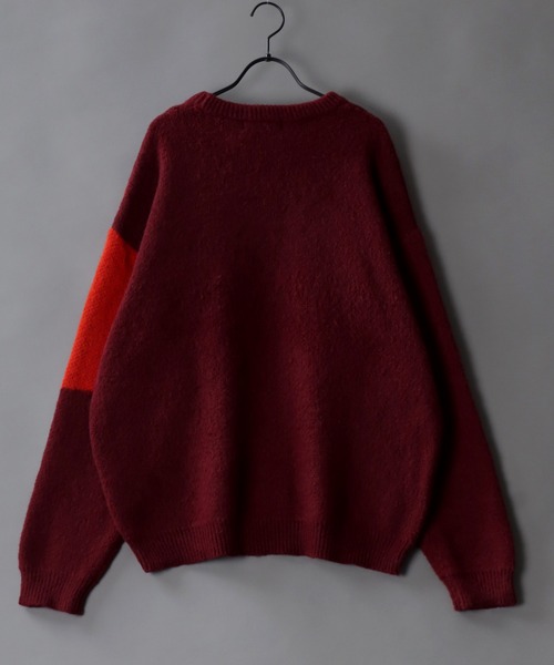 SITRY(シトリー)の「asymmetry design jacquard knitting crew neck sweater/アシンメトリーデザイン ジャガード ニット クルーネック セーター/ニット/総柄(ニット/セーター・メンズ・バーガンディー/ブラック/カーキ・L/M)」の13枚目の写真