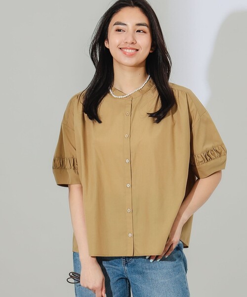 B:MING by BEAMS（ビーミングバイビームス）の「B:MING by BEAMS / 2WAY ギャザー ブラウス（シャツ/ブラウス・レディース・ネイビー/ブラウン系その他/オフホワイト・SMALL/MEDIUM）」の3枚目の写真