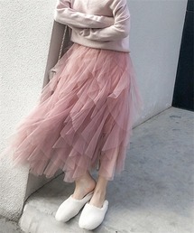 イレヘムフリルロングチュールスカート