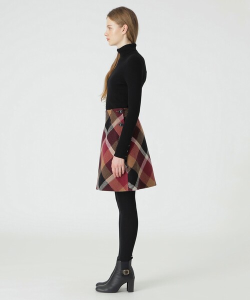 クレストブリッジチェックロービングツイード台形スカート