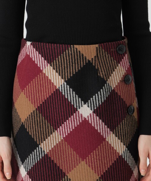 クレストブリッジチェックロービングツイード台形スカート