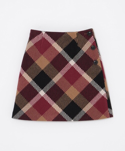 クレストブリッジチェックロービングツイード台形スカート