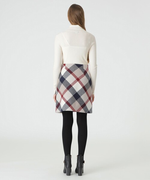 【美品】クレストブリッジチェックロービングツイード台形スカート クレストブリッジチェックロービングツイード台形スカート