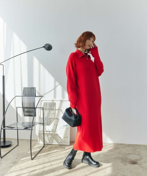 fifth（フィフス）の「ハーフジップニットワンピース