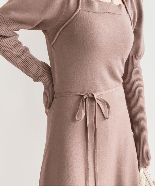 RANDA(ランダ)の「【選べる丈感】スクエアネックニットワンピース(ワンピース・レディース・ベージュ/ネイビー/ブラウン・TM/FREE)」の6枚目の写真