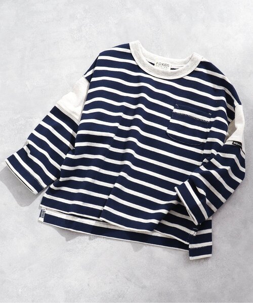 F.O.KIDS(エフオーキッズ)の「長袖ボーダーTシャツ(Tシャツ/カットソー・キッズ・ブラック/ネイビー/ライム/レッド/サックスブルー・80/90/100/110/120/130/140/150)」の3枚目の写真