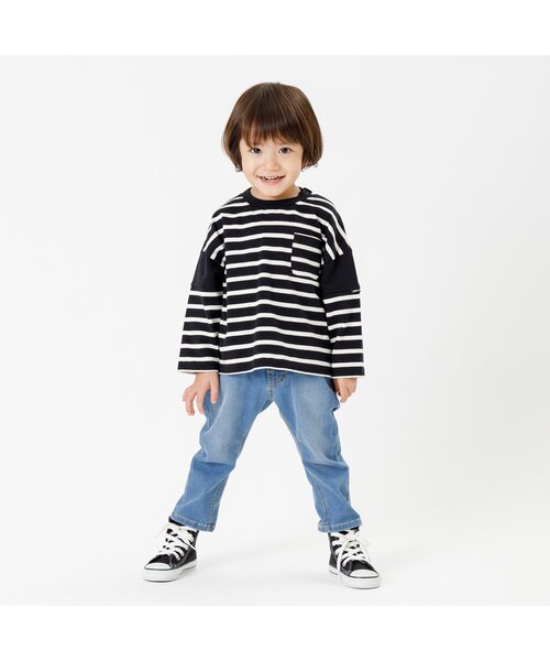 F.O.KIDS(エフオーキッズ)の「長袖ボーダーTシャツ(Tシャツ/カットソー・キッズ・ブラック/ネイビー/ライム/レッド/サックスブルー・80/90/100/110/120/130/140/150)」の6枚目の写真