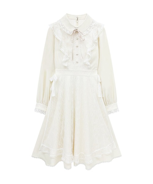 Honey Cinnamon(ハニーシナモン)の「レースエプロンワンピース(ワンピース・レディース・アイボリー/ピンク・FREE)」の12枚目の写真